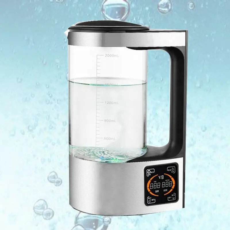 New Large capacity hydrogen rich electrolytic water machine glass bottle electrolytic water machine with heat resistant kettle