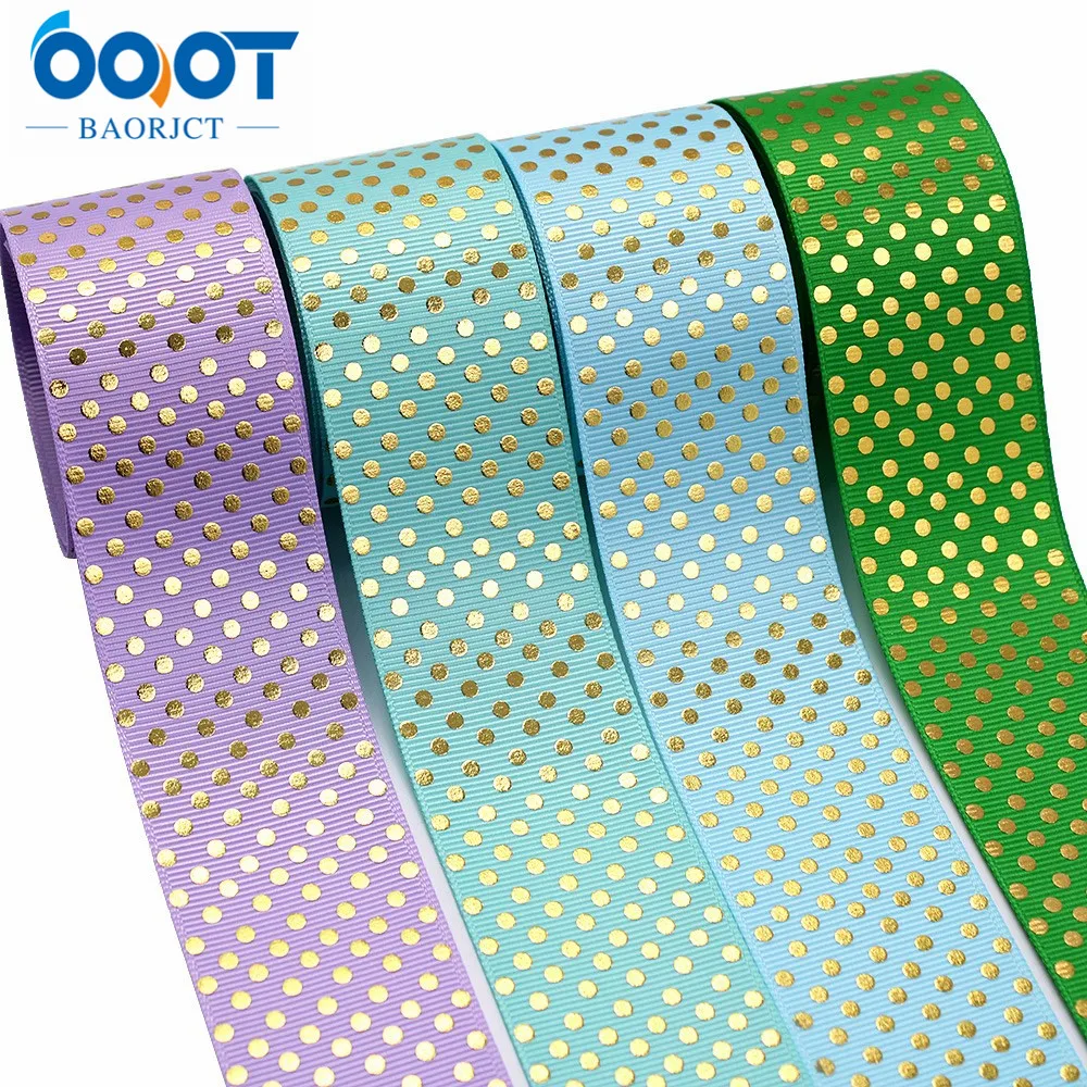 Solid Color Dots Geometric Hot Stamping Grosgrain Ribbons,38MM,10Yards Bow Cap DIY Accessories Decorations M-21112-36