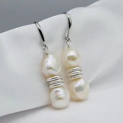 Simple Earrings Natural Freshwater Pearl Silver Ring Accessories Women's Silver Earrings Baroque Pearls Women's Earrings