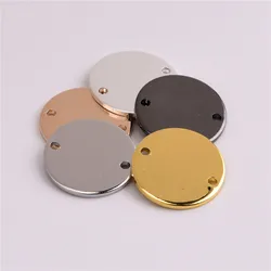 10pieces / 14 * 1mm copper double hole glossy disc necklace pendant round blank ornament for jewelry