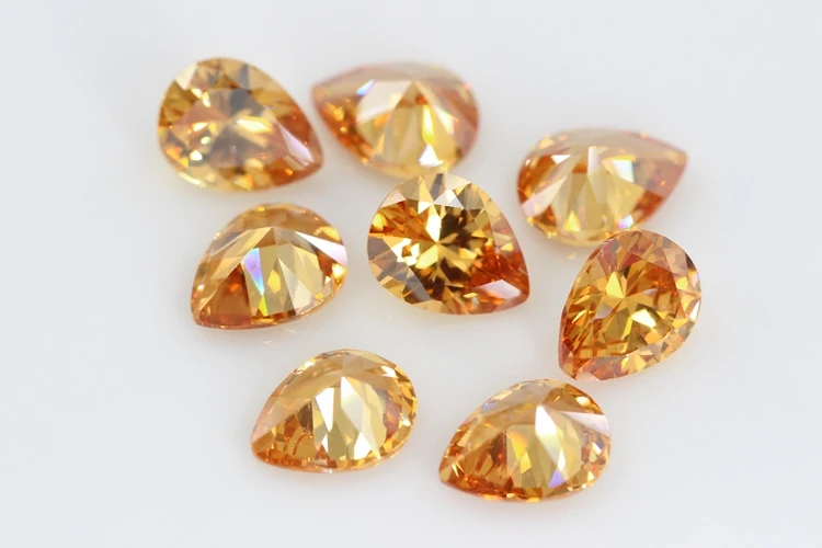 5A Pear Double CheckerBoard Cubic Zirconia Stone Multicolor Brilliant Cut Loose CZ Stones Synthetic Gems Beads For Jewelry