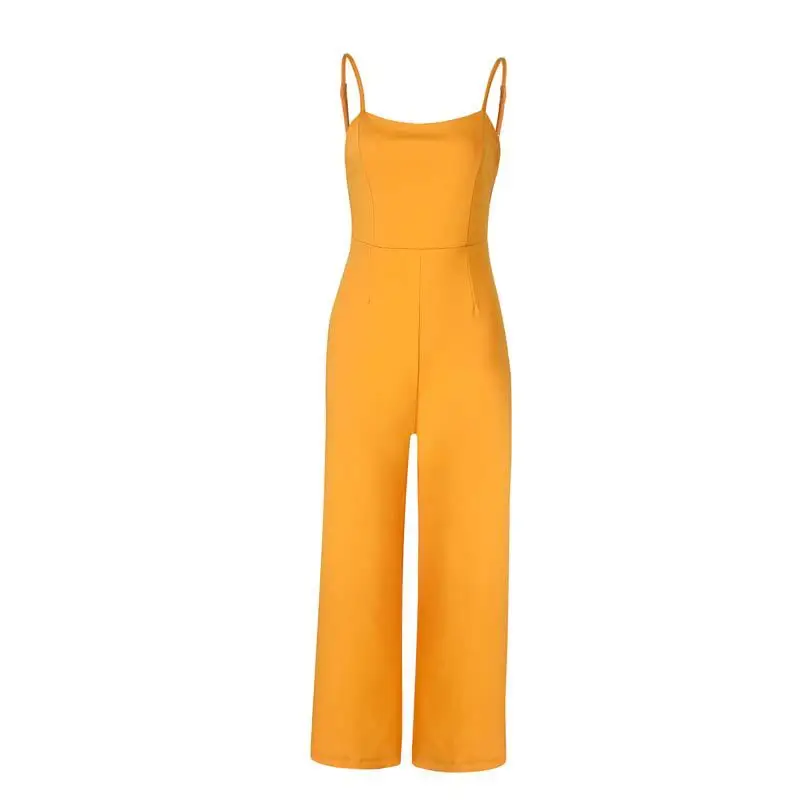 Towerke Summer Jumpsuit Long Pants Women Overalls Spaghetti Strap Backless Women Rompers Female Playsuit