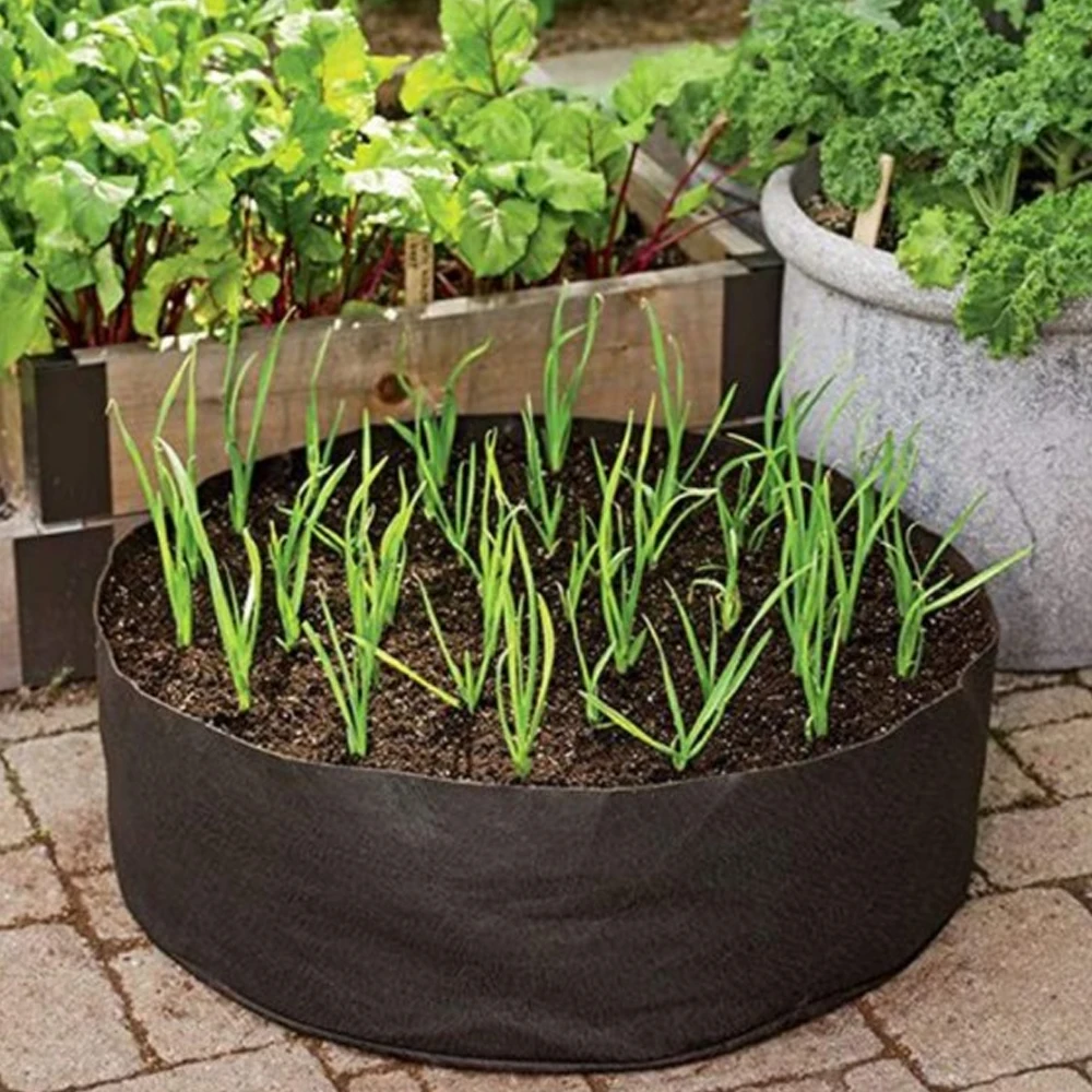 Bolsas redondas de tela de 6 tamaños para cultivo, macetas de jardinería, camas para plantas elevadas, contenedores de plantación para verduras y