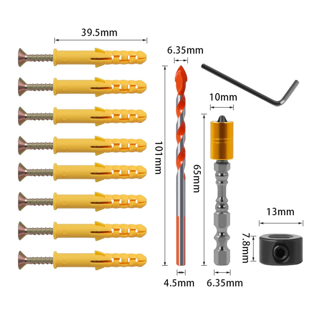 1Set High Quality Wall Hole Hanging Set Combination Triangle Drill Bit Limit Ring Hole Opener Combination Set