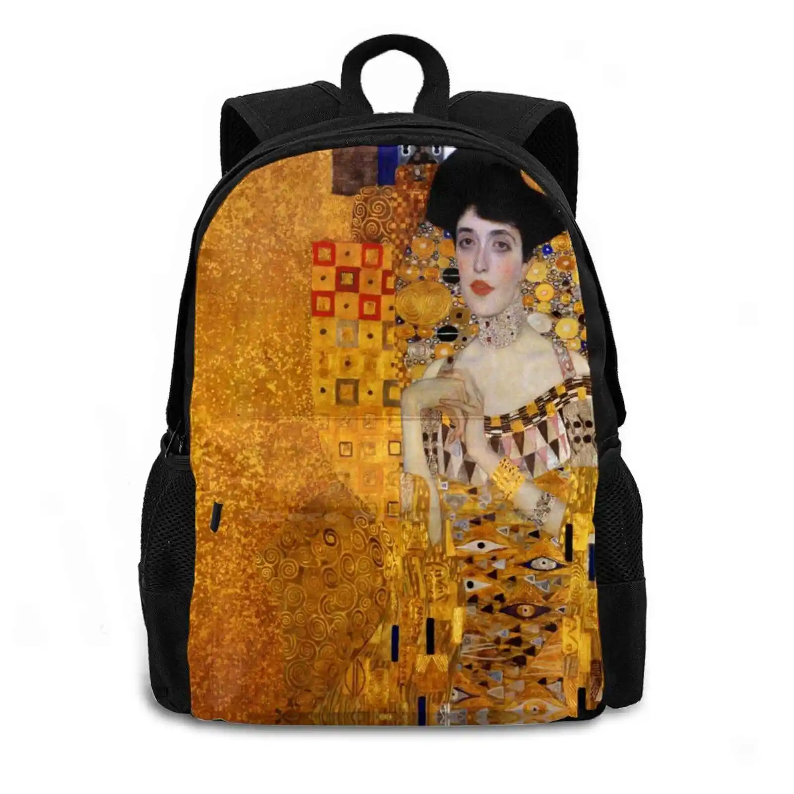 Portrait Of Adele Bloch-I-Gustav Klimt Travel Laptop Bagpack School Bags Portrait Of Adele Bloch I Gustav Klimt Gold