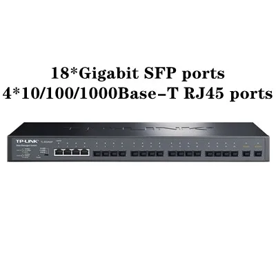 

TP-LINK switch Full Gigabit Web Network Management Switch TL-SG2422F 18 Gigabit SFP ports 4 10/100/1000Base-T RJ45 ports VLAN