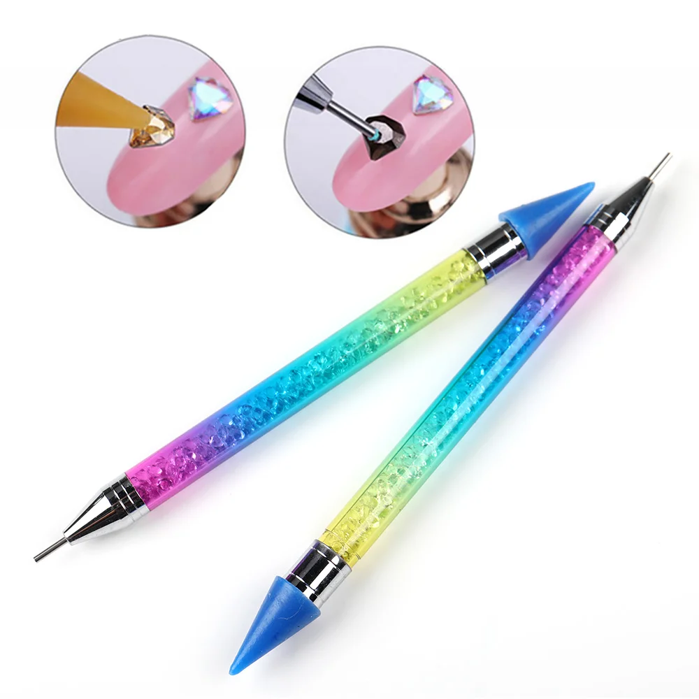 ANGNYA New Dual Heads Acrylic Metal Dotting Wax Pen Gradient Rhinestones Gem Picker Crystal Picking Nail Art Studs Dotter Tools