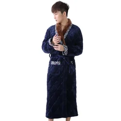 Peignoir Matelassé à Trois Couches pour Homme, Vêtements de Nuit, Optique Glutnel, Kimono de Grande Taille XXXL, Tenue de Salon Chaude, Collection Hiver