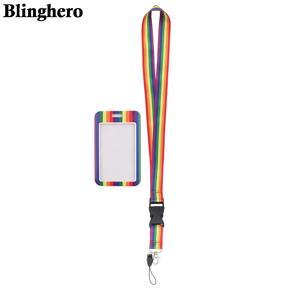 CB106 Rainbow Neck Strap Lanyard keychain Cell Phone Strap ID Badge Holder Rope Keychain Keyring Fashion Accessory Gift