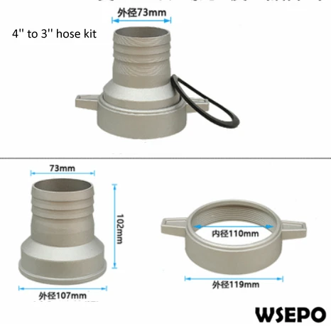 

4''(100mm) Change to 3'' (80mm) Exhaust Outlet Hose Kit(Hose+Seal gasket+ Screw Nut) for Gas Engine Powered Clear Water Pump