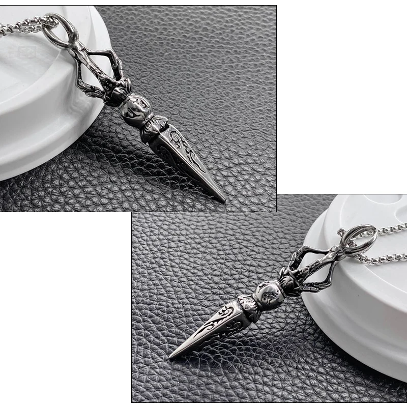 EDC Stainless Steel Necklace Knife Beads Pendant Paracord Outdoor DIY Decorations Outdoor Self defense Gear Personal Safety Tool