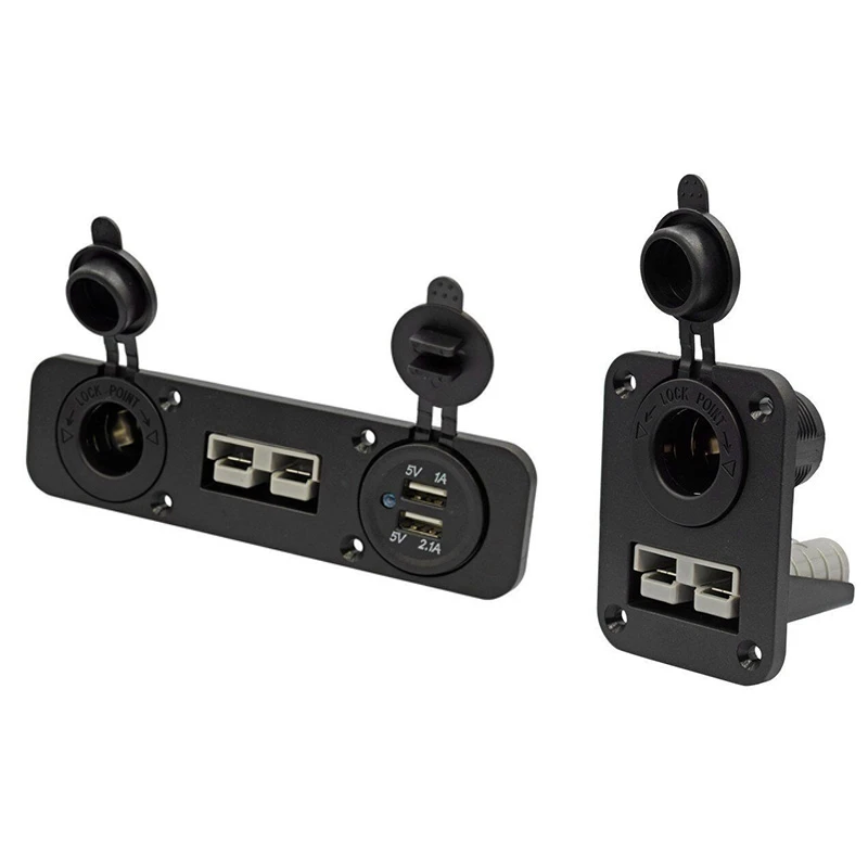 

2 Set Flush Mount Anderson Plug Socket Double USB Charger Socket Panel for Caravan Camper Boat Truck