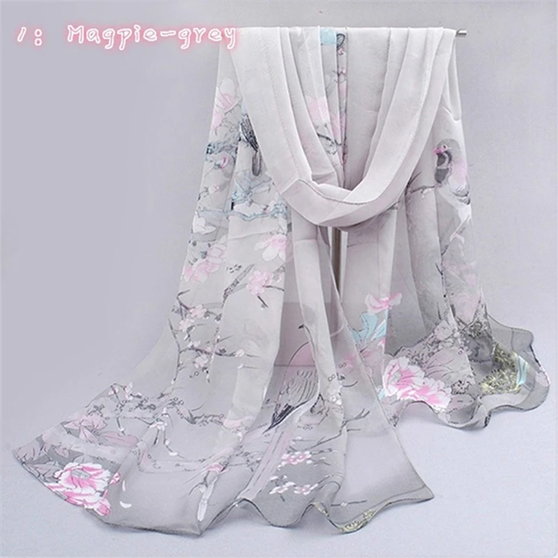 2022 Spring And Summer Women Scarf New Pashmina Shawl Printed Cape Silk Chiffon Polyester Tippet Muffler 50*165cm