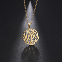 Cazador Hollow Faith Hope Letter Pendant Necklace for Women Stainless Steel Jewelry Charm Necklace Birthday Party Gifts New 2025