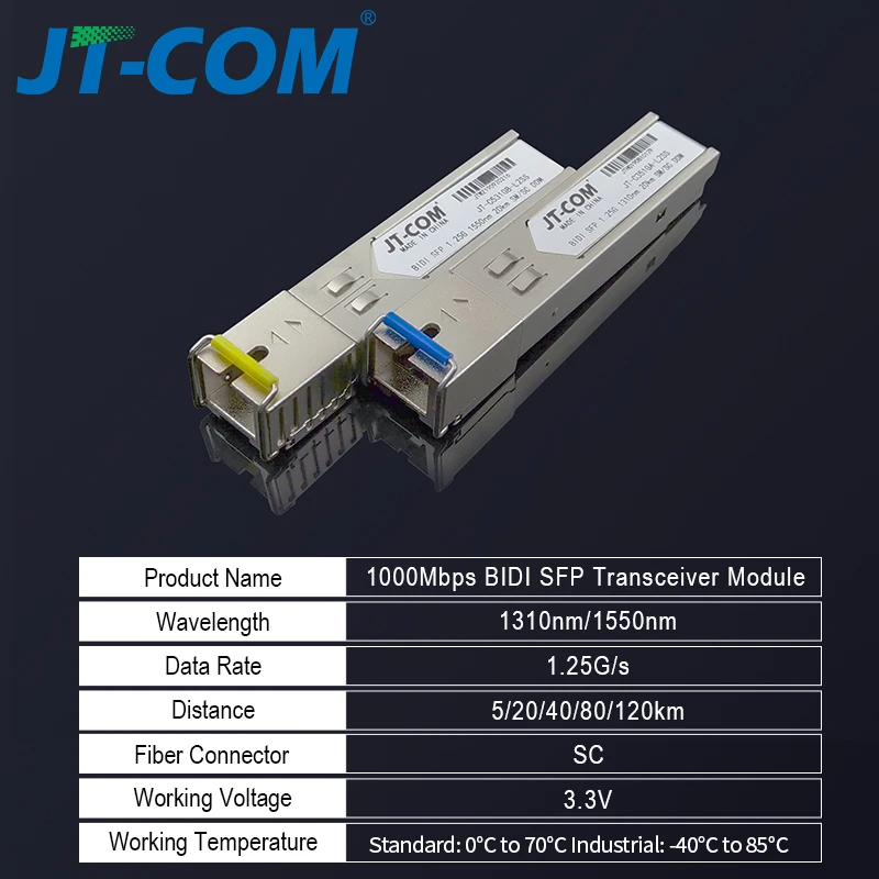 Imagem -02 - Módulo de Fibra Óptica Sfp Pares sc 5km 20km Gigabit Monomodal Transceptor Compatível com Comutador Ethernet Satélite