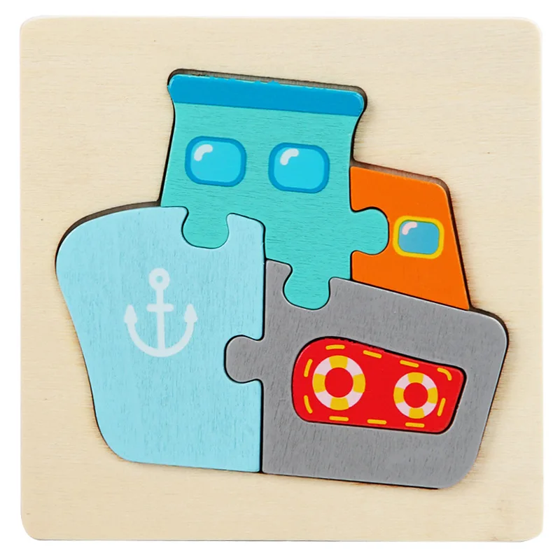 Kinder Holzspielzeug 3D Holzpuzzle Cartoon Tiere Kognitives Puzzle Frühes Lernen Lernspielzeug für Kinder Geschenk
