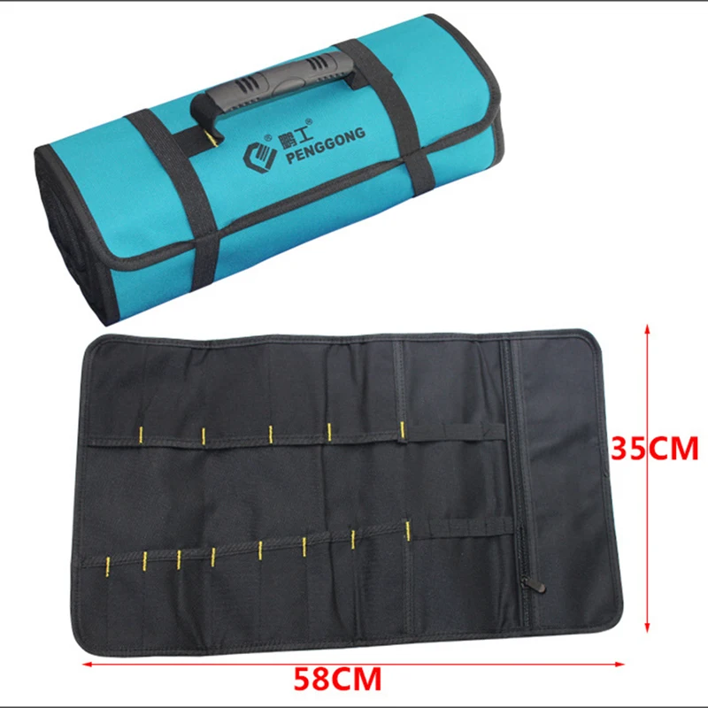 Multifunction Oxford Canvas Folding Wrench Bag Tool Roll Storage Pocket Tools Waterproof Storage Hand Tool Bag for Tool Organize