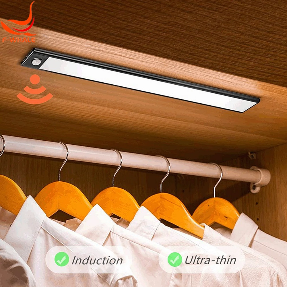 

20/40/60CM Kitchen LED Lights PIR Motion Sensor Cabinet Light LED USB Rechargeable Closet Lamp Magnetic Base Night Light