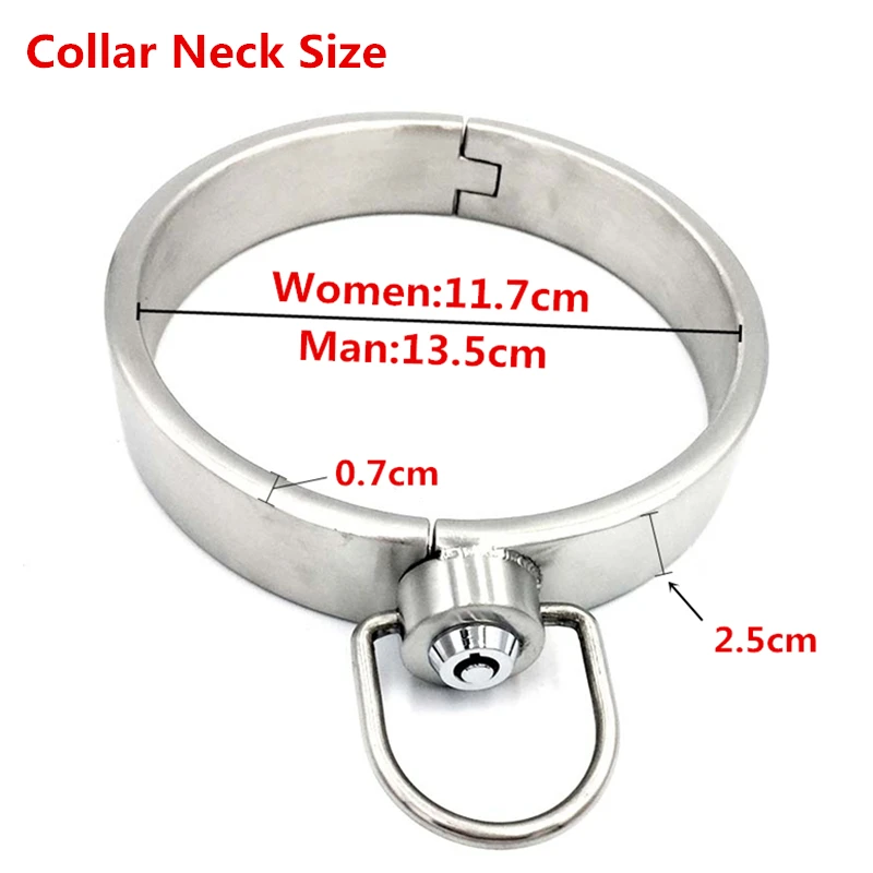 Hi-Q Press Lock Stainless Steel Neck Collar Restraints Fetish Slave BDSM Lockable Choker Neck Cuff Adult Games Sex Shop Couples