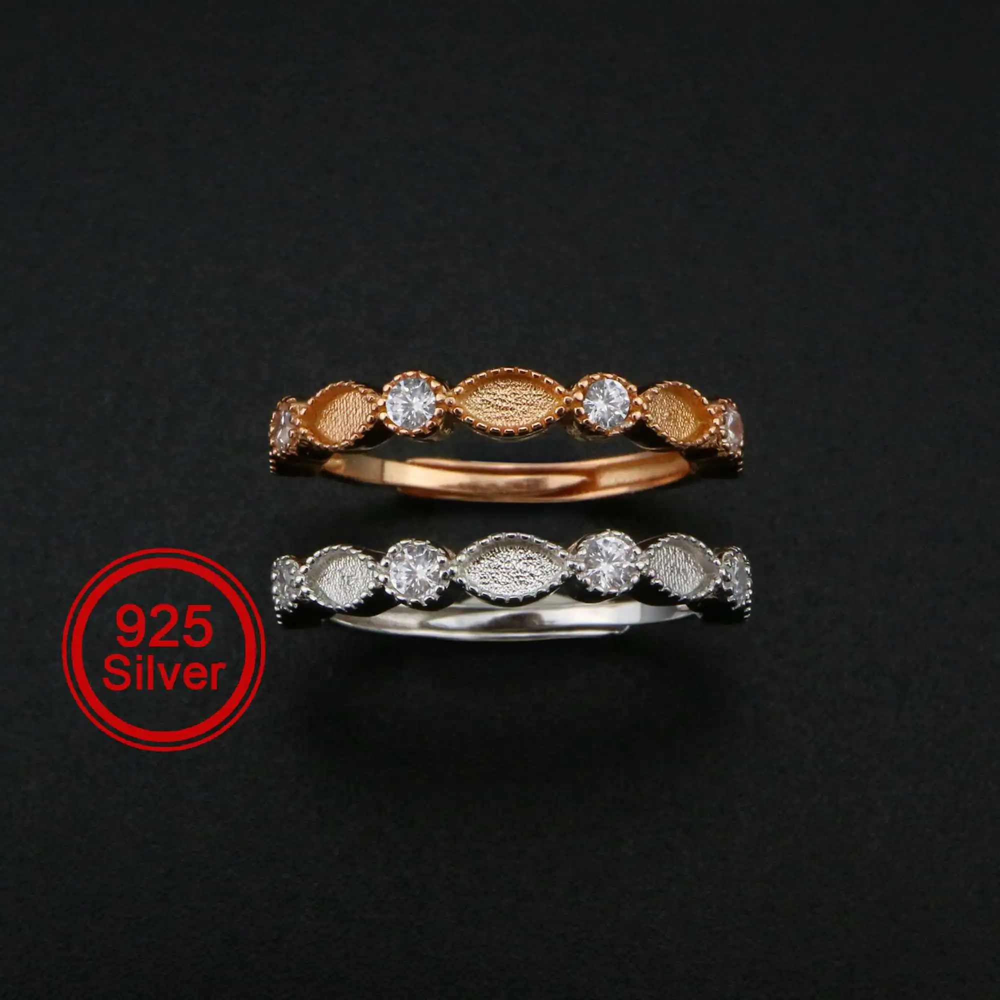 

1Pcs Keepsake Breast Milk Resin Ring Settings Solid 925 Sterling Silver Rose Gold Plated 2x4MM Marquise Bezel with 2mm 1294219