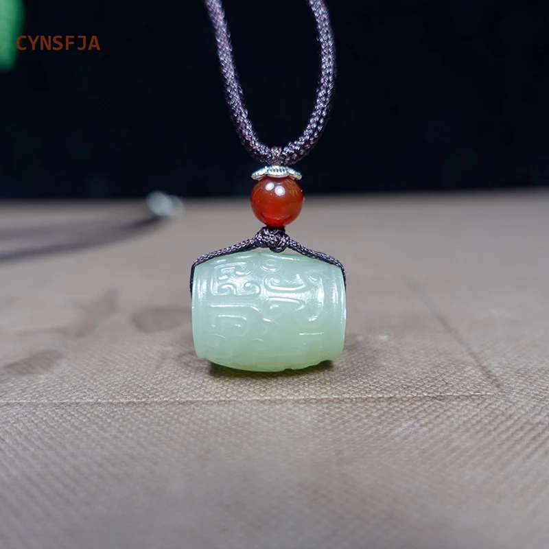 CYNSFJA New Real  Certified Natural Hetian Jade Nephrite Lucky Amulets LULUTONG Jade Pendant Light Green High Quality Best Gifts