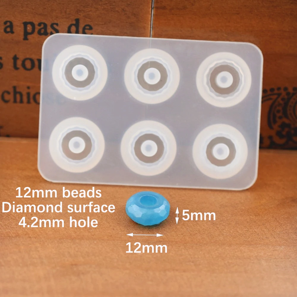 Silicone Mold 12mm 16mm flat ball beads with hole 6 compartment epoxy Resin Silicone Mould handmade Craft diy