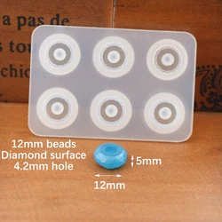 Silicone Mold 12mm 16mm flat ball beads with hole 6 compartment epoxy Resin Silicone Mould handmade Craft diy