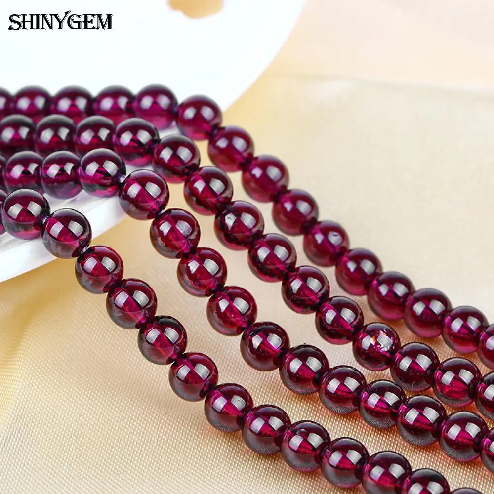 

ShinyGem A Grade Natural Garnet Beads 3.5/4/5mm Round Purple Red Garnet Loose Beads For DIY Jewelry Making Bracelets Necklace