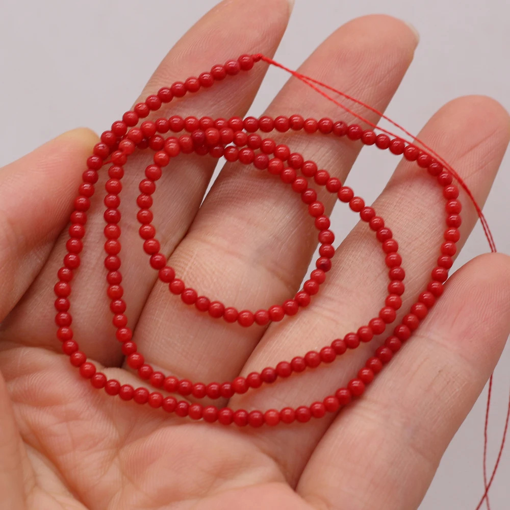 Natural Coral Beads Small Round Shaped red Color Loose Spacer Coral Beaded For Jewelry Making DIY Bracelet Necklace Accessories