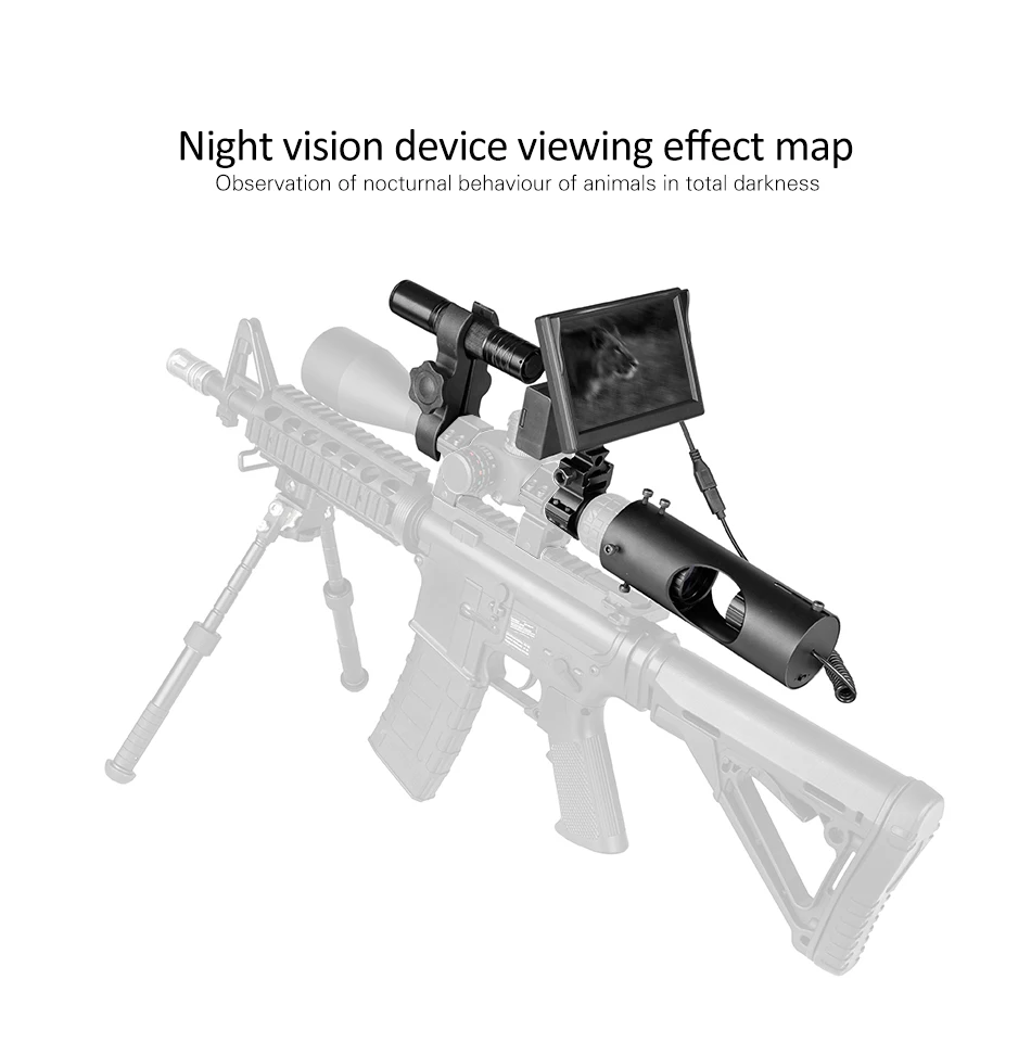 IR Infrared Camera for Riflescope, Waterproof Device, Night Vision, Color, LED Screen, Hunting, 4.3