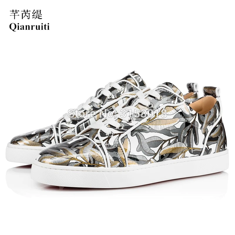 

Fashion Casual Stylish Shoes For Men Leaf pattern printed comfortable lace-up Low top Shoe Trendy wild youth casual shoes