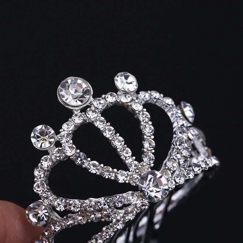 TDQUEEN Mini Round Tiaras and Crowns with Comb Silver Plated Crystal Rhinestone Bridal Wedding Hair Accessories for Women