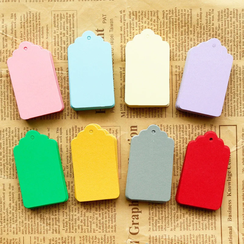 50pcs Colorful Paper Label Tags Handmade Wedding Favors Craft Gift Hang Tag Packaging Label Price Tags DIY Cloth Sewing Supplies