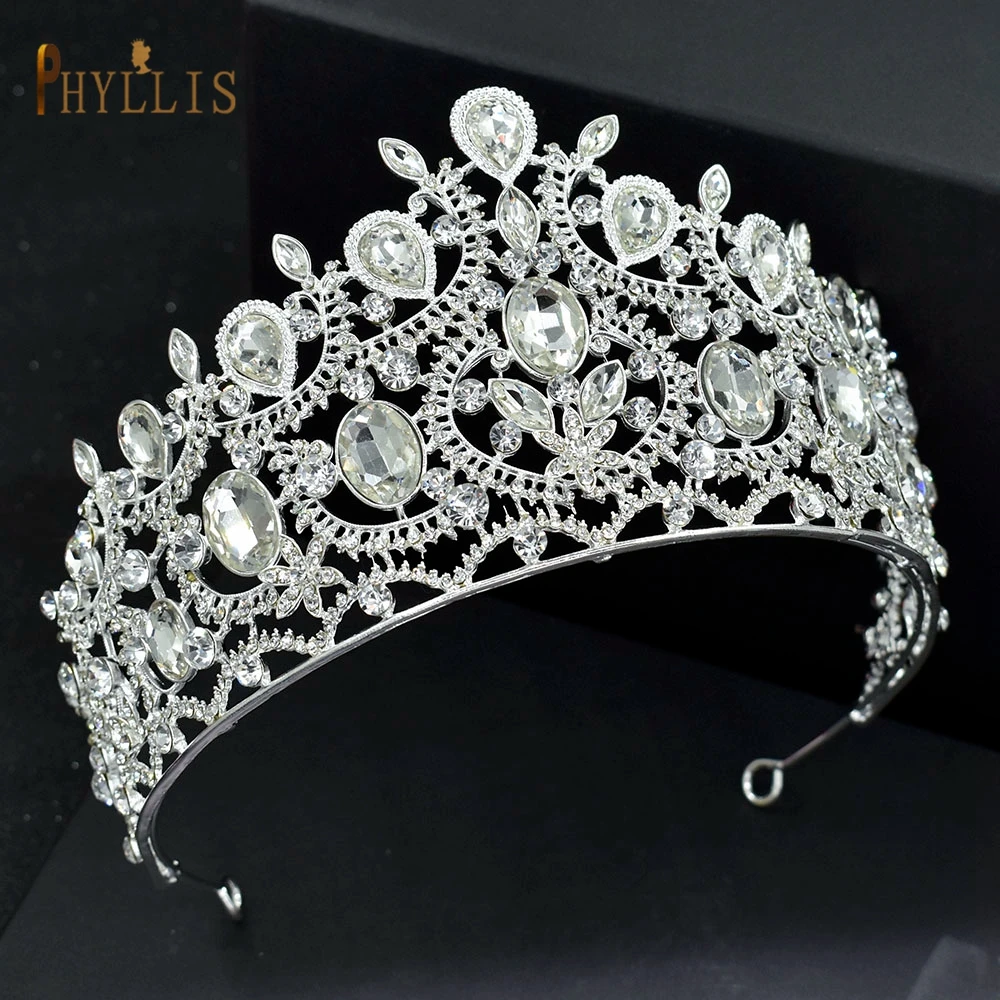 A44 Rhinestone Wedding Hair Accessories Baroque Headpiece Crystal Bridal Tiaras and Crowns Hair Jewelry Set Pageant Diadems