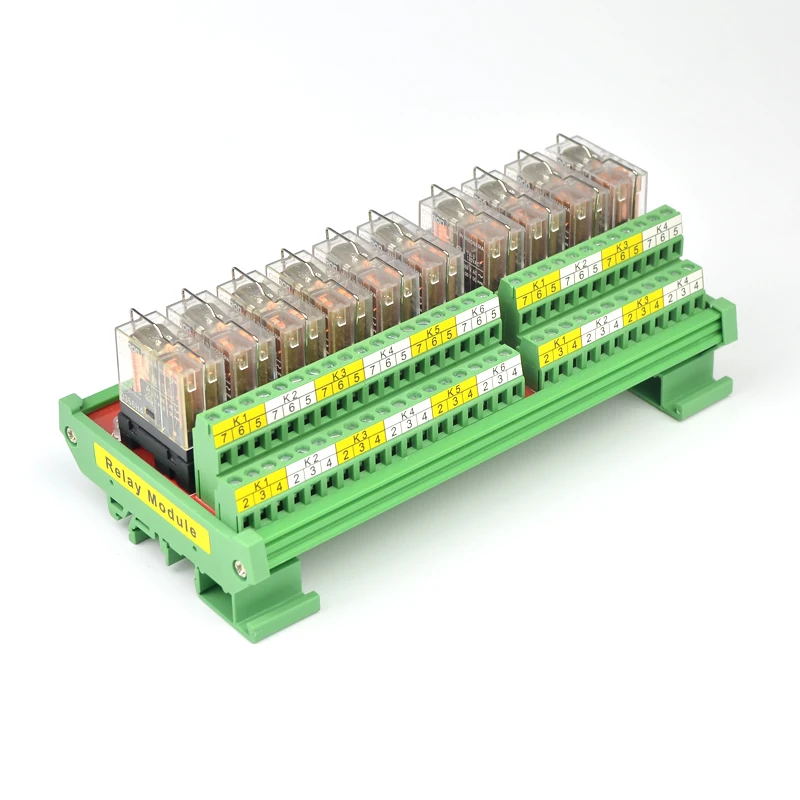 10 Channel DPDT Interface Relay Module 12/24VDC DIN Rail Panel Mount PNP NPN Compatible