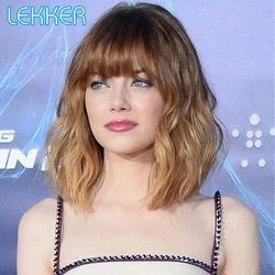 Lekker Short Blonde Water Wave Curly Bob Human Hair Wig For Women Colored Natural Wavy Brazilian Remy Ombre Burgundy Red Wig