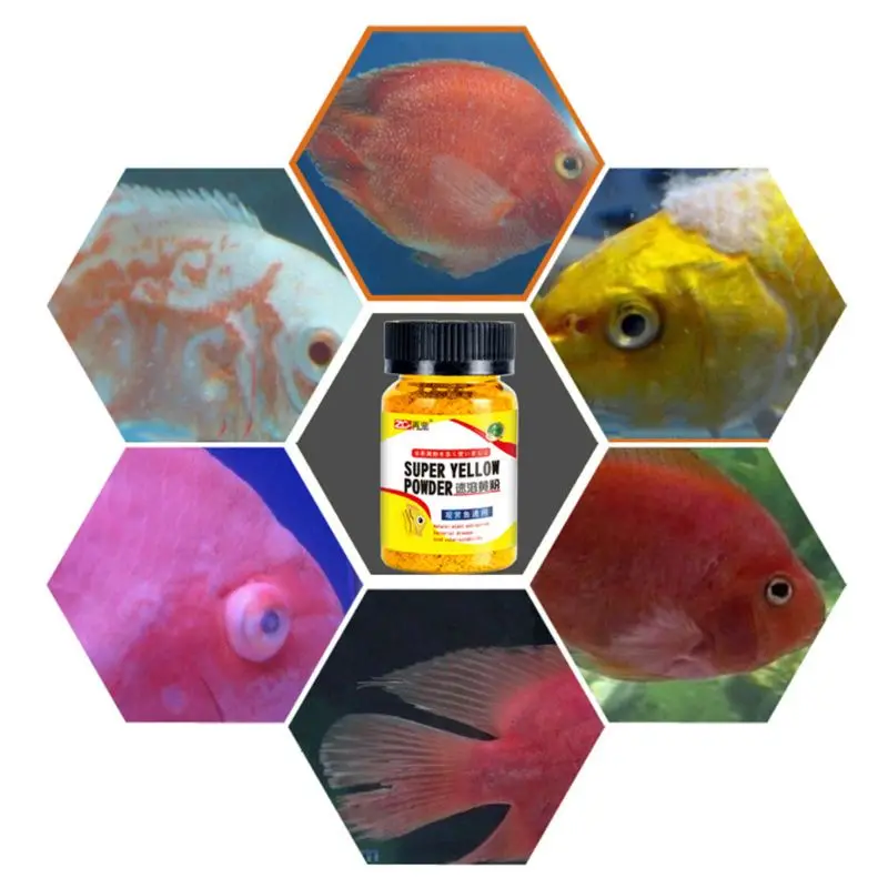 Aquarium Fish Instant Yellow Powder For Ornamental Fish Prevent For Injured