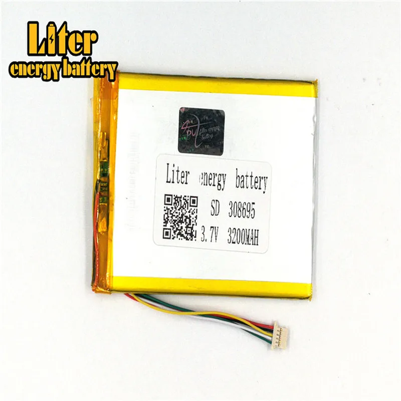 1.0MM 5pin connector 308695 3.7V 3200mah แท็บเล็ต PC แบตเตอรี่ lipo แบตเตอรี่ lithium ion polymer