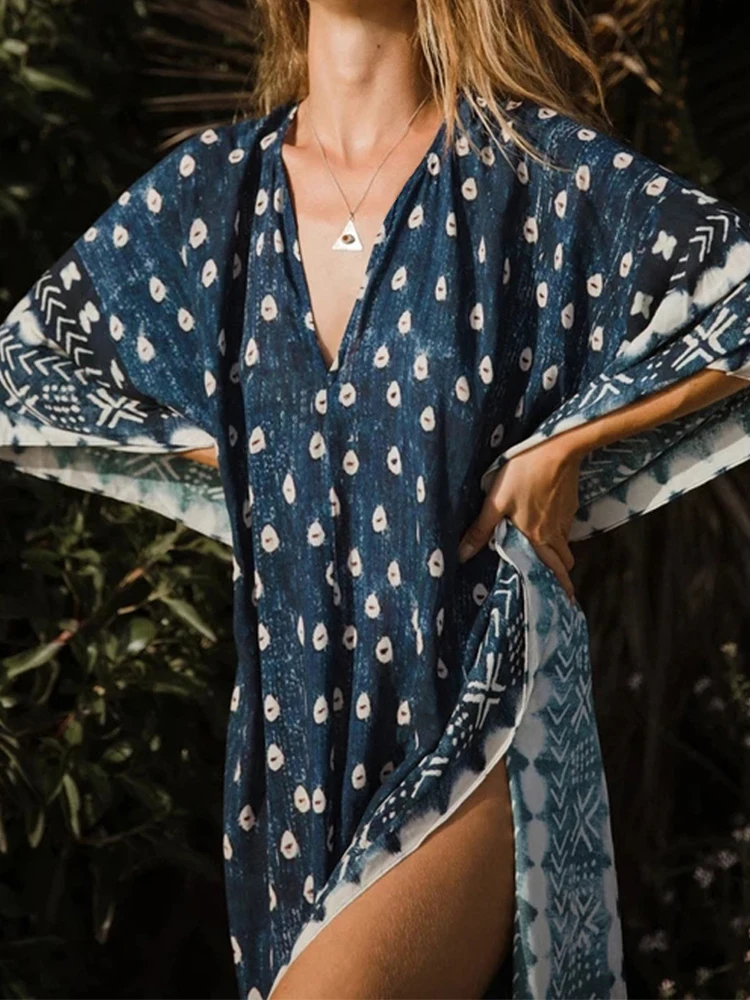 Zafille 2021 Nieuwe Print Bikini Cover Up Pareo Beach Cover Ups Strand Jurken En Tunic Robe Zomer Pareo Vrouwen strand Jurk