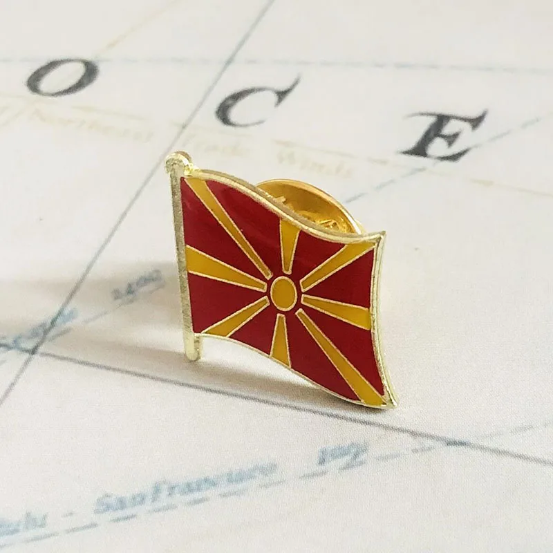MACEDONIA National Flag Embroidery Patches Badge Shield And Square Shape Pin One Set On The Cloth Armband Backpack Decoration