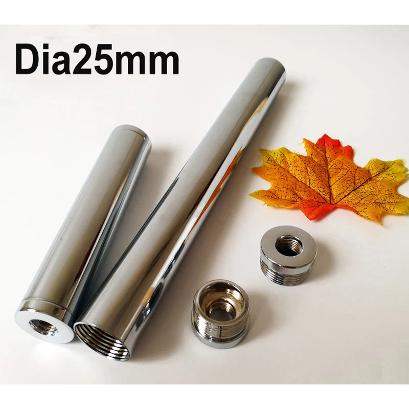 Dia25mm Female Thread Metal Hollow Tube, Chrome/Gold/Black Color Double Heads Inner Tooth Tube Pipe,  Lighting Accessories