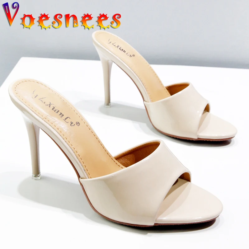 Thin Heels 2021 Summer Slipper Fine Heel 9cm 13cm Slipper Waterproof Slides Sandal Platform Bottom Sexy Pumps for Women Shoes