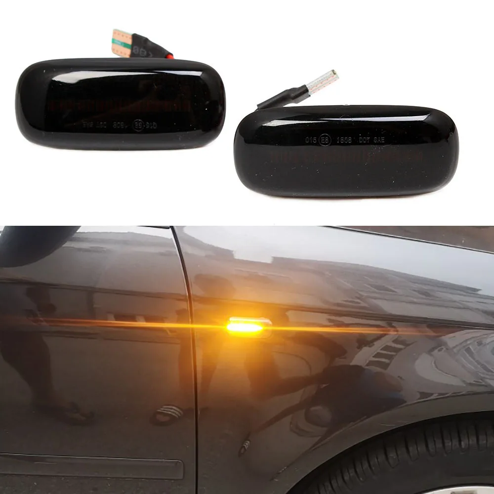 Front Amber LED Dynamic Side Marker Light For Audi A2 A3 A4 B5 A6 4B C5 A8 4D TT Smoked Sequential Side Marker Turn Signal Light