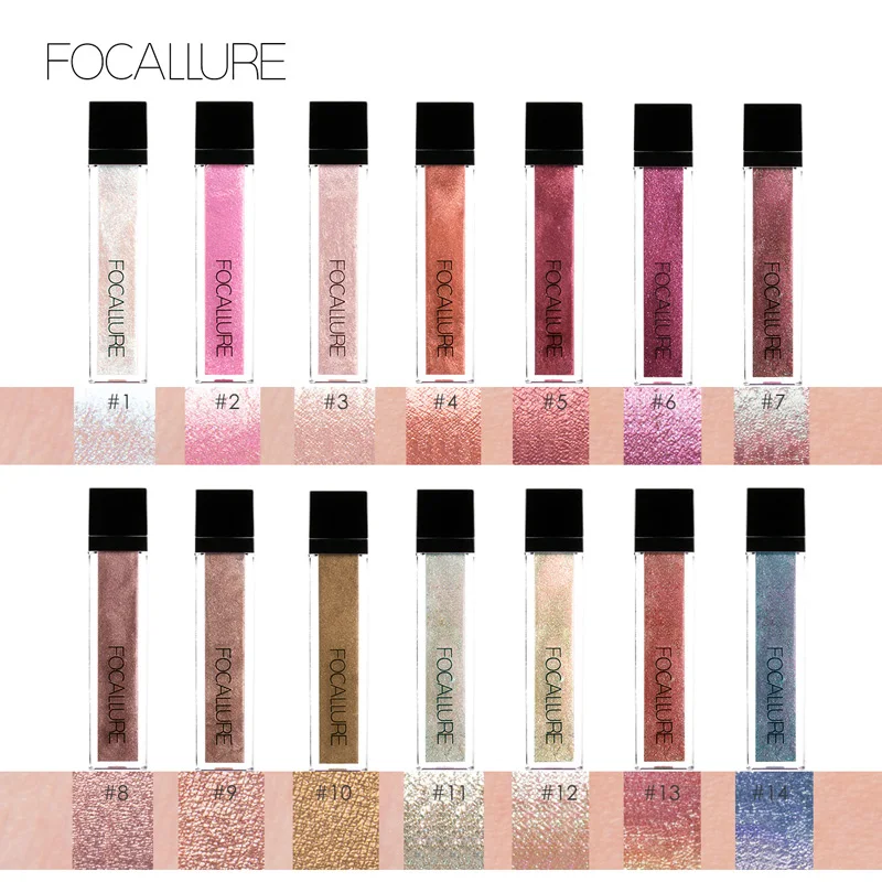 Focallure Diamond 14 Colors Shiny Glitter Eyeshadow Makeup Waterproof White Nude Pink Red Eye Shadow Liquid Eyeshadow Makeup