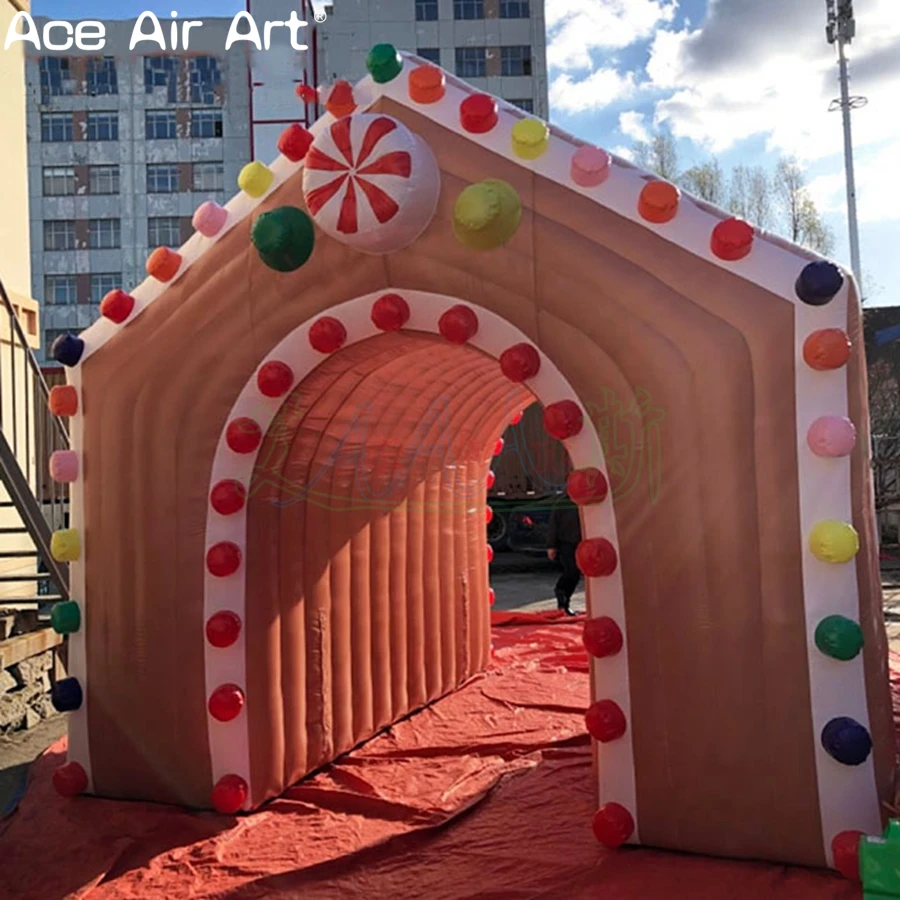 Inflatable Arch Gingerbread Man Tunnel Archway for Xmas Outdoor Ornaments, Airblown, Personalized Design, Made in China