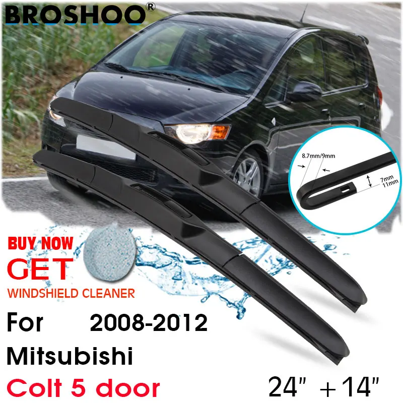 

Car Wiper Blade Front Window Windscreen Windshield Wipers J hook Blades Accessories For Mitsubishi Colt 5 door 24"+14" 2008-2012