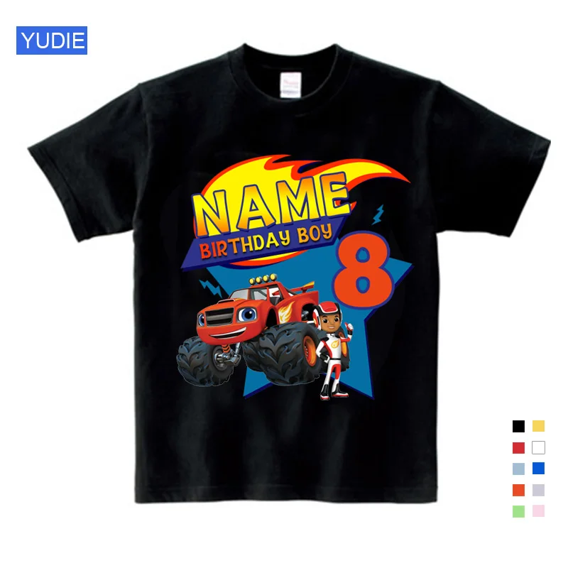 Boys Birthday T Shirt Custom Name Number Summer Racing Car Sport Children's Clothing Baby Boy Clothes Kids Clothes Boys 7 Years