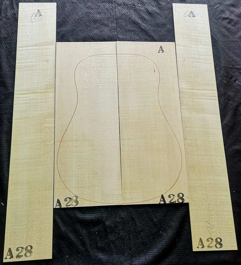 41 A-grade German tiger pattern maple back and side veneer 41-inch folk classical guitar material guitar making material