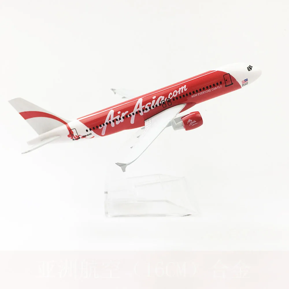 1/400 Scale Alloy Aircraft Airbus A320 Air Asia 16cm Alloy Plane Model Children Kids Gift for Collection Dest Decoration