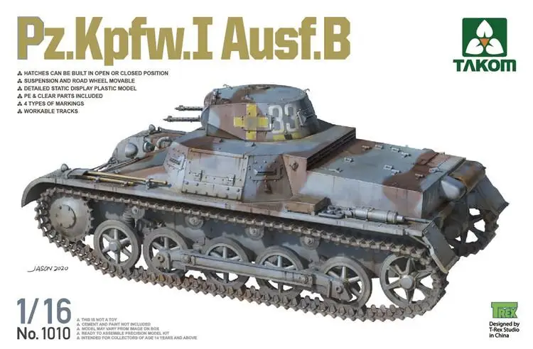 

Takom 1010 1/16 scale MODEL KIT PZ.KPFW.I AUSF.B 2020 NEW TANK